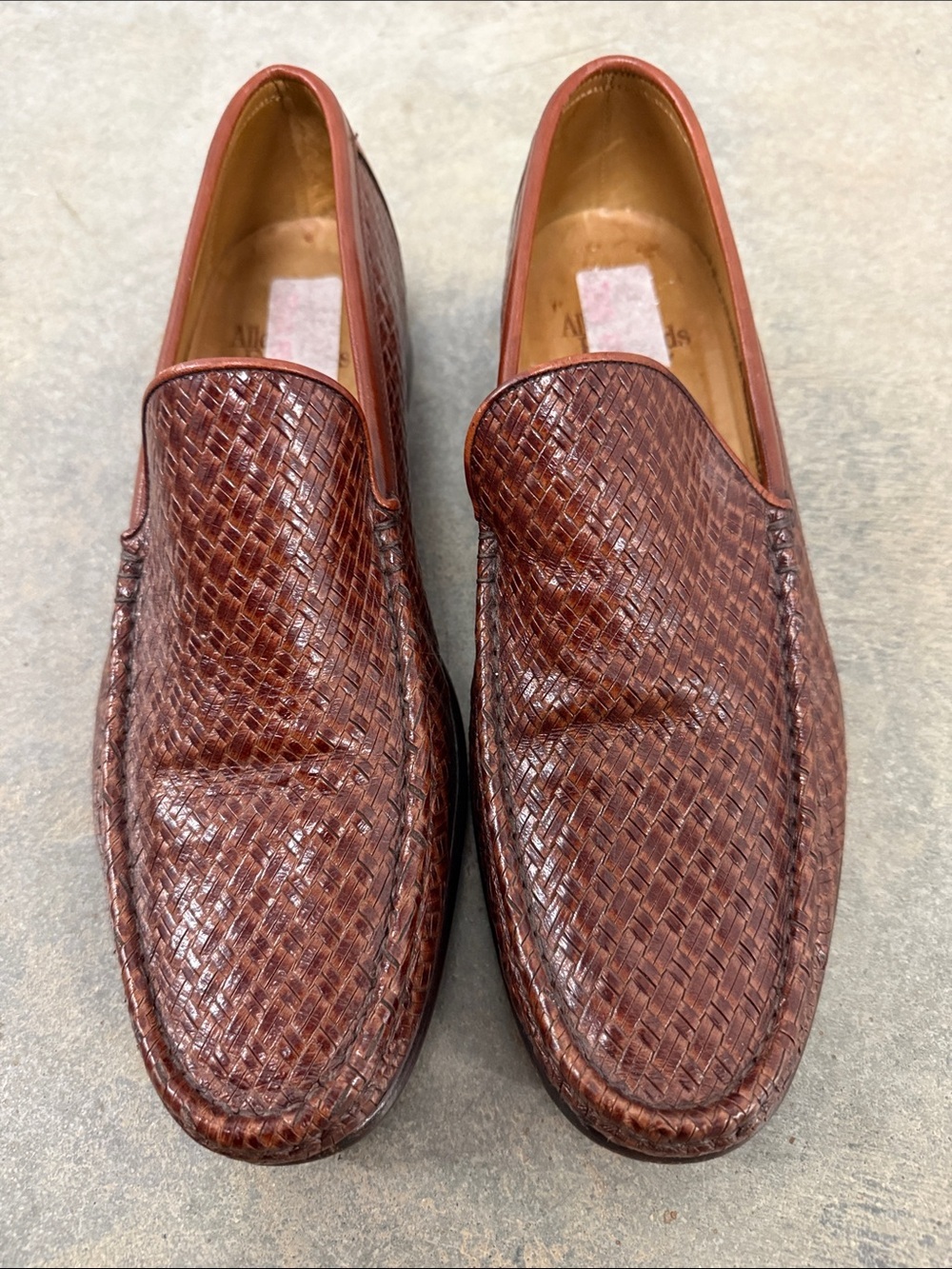 Allen Edmonds Woven Leather Slip-On Loafers in Dark Brown